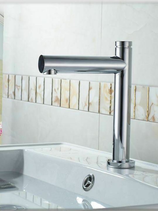 Gloria Push-Button Mixing Tall Time Flow Sink Faucet Silver