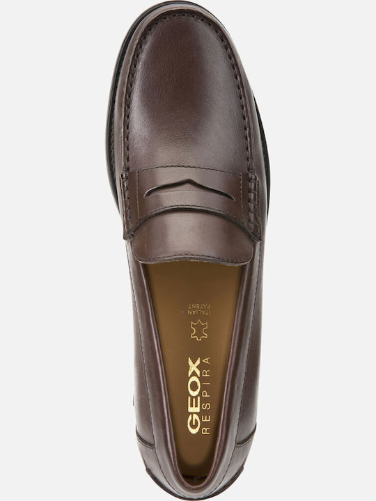 U New Damon B Δερμάτινα Ανδρικά Loafers σε Καφέ Χρώμα