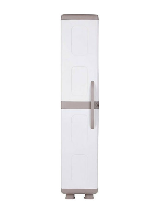 Single Door Wardrobe Iris Plastic with 4 Shelves Beige/White 36x44x179cm