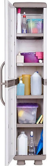 Single Door Wardrobe Iris Plastic with 4 Shelves Beige/White 36x44x179cm