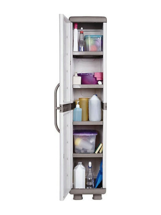 Single Door Wardrobe Iris Plastic with 4 Shelves Grey/Anthracite 36x44x179cm