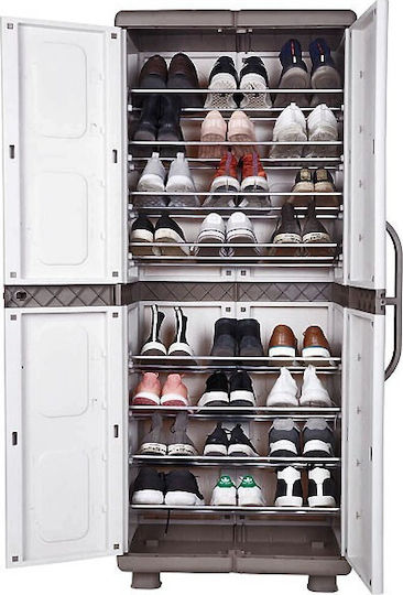 Homeplast Außenschrank zur Aufbewahrung mit Verriegelungsfunktion mit 8 Regalen Grau/Anthrazit 73x44x179cm