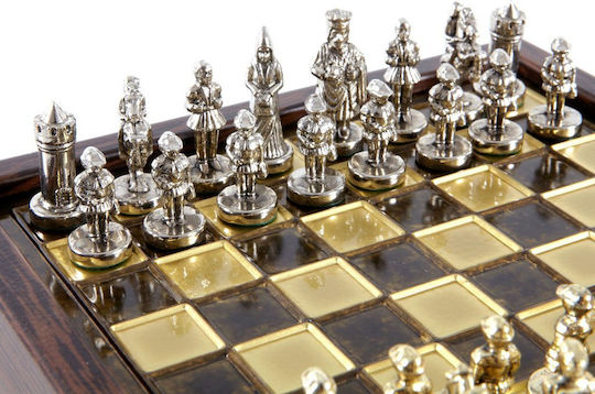 Manopoulos Byzantium Case Handmade Chess Metal with Pawns 20x20cm
