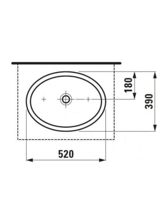 Laufen Pro B Countertop Sink Porcelain 52x39x15cm White