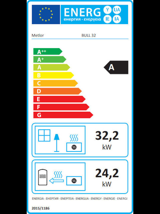 Metlor Bull Eco 32 Șemineu cu inserție Lemn Radiator 32.2kW Drept cu o ușă care se deschide Deschideți rezervorul de expansiune