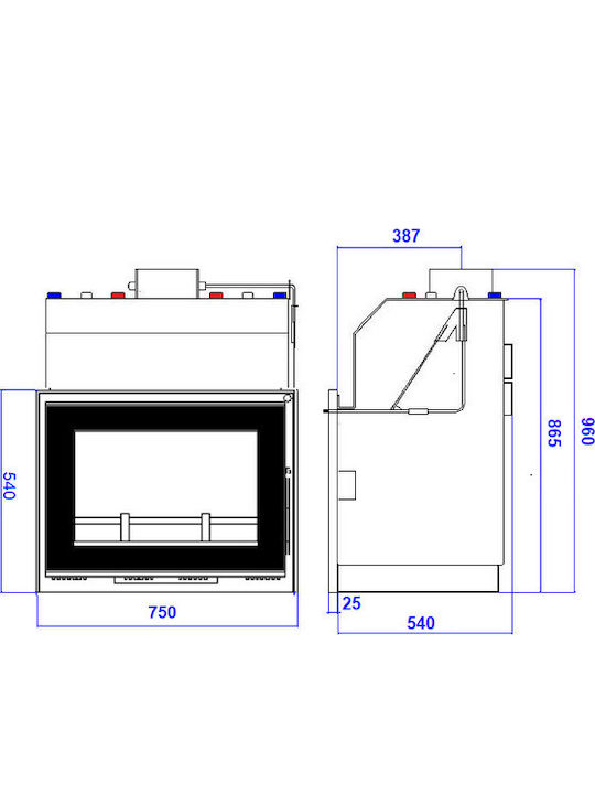 Metlor Vitrus AC Ενεργειακό Τζάκι Ξύλου Καλοριφέρ 22.7kW Ίσιο με Ανοιγόμενη Πόρτα Ανοιχτού Δοχείου