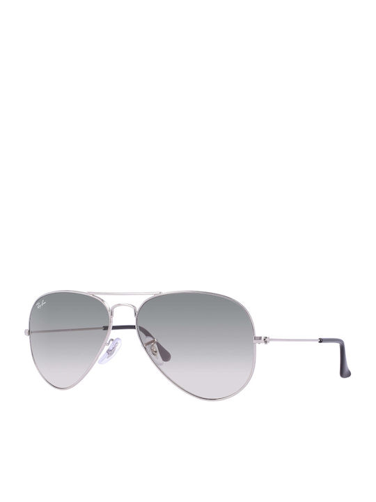 Ray Ban Aviator Γυαλιά Ηλίου Ασημί με Μεταλλικό Σκελετό