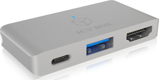 Icy Box USB-C dublu Stație de andocare cu HDMI 4K PD Argintiu (IB-DK4030-2C)