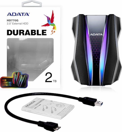 Adata HD770G USB 3.2 External Hard Drive 2TB 2.5 Inch Black