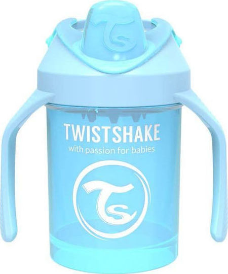 Twistshake Mini Cup Educational Sippy Cup Plastic with Handles Light Blue for 4m+m+ 230ml 1445
