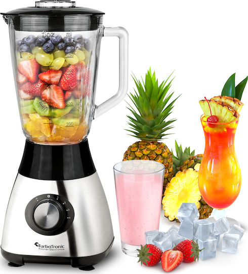 Turbotronic Μπλέντερ με Γυάλινη Κανάτα 1.5 lt 1200W Inox TT-BG5