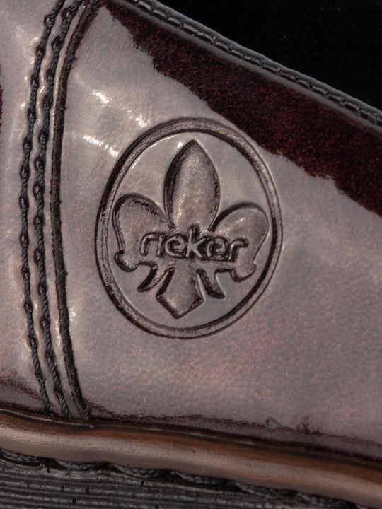 Patent Leather Women's Moccasins in Burgundy Color