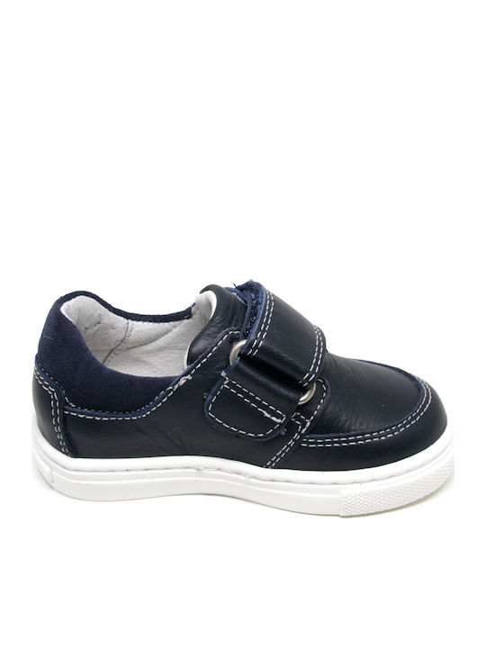 Pantofi copii din piele cu velcro Albastru marin