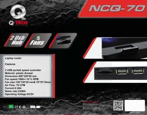 Q-Tech NCQ-70 Cooling Pad for Laptop up to 17.3" with 5 Fans and Lighting