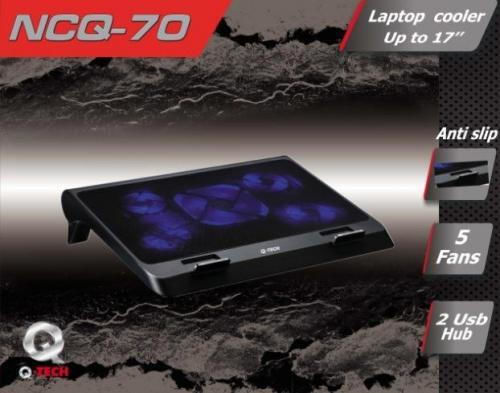 Q-Tech NCQ-70 Cooling Pad for Laptop up to 17.3" with 5 Fans and Lighting