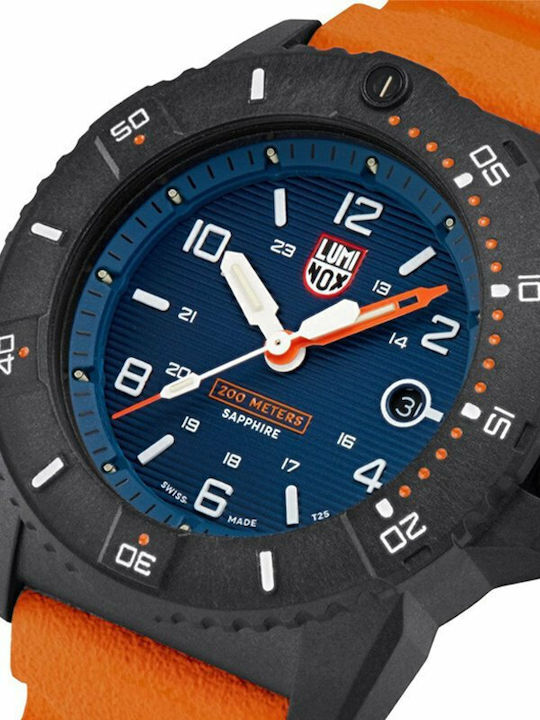 Luminox Men's Watch 45mm Battery with Orange Rubber Strap