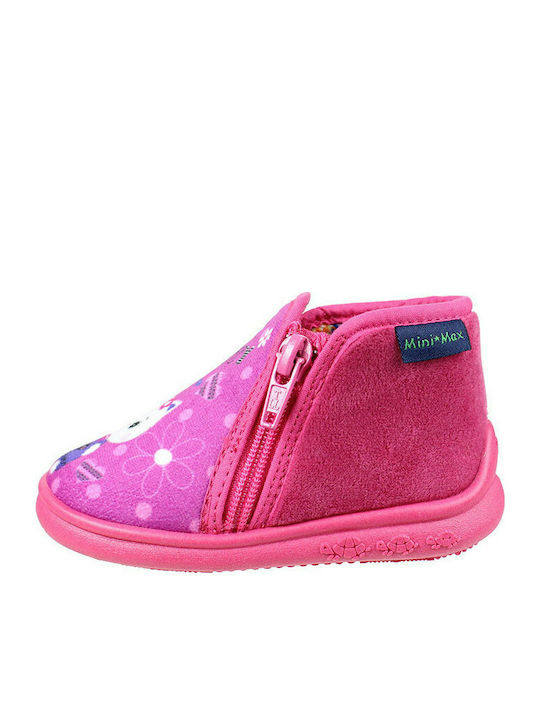 Mini Max Anatomic Kids Slipper Ankle Boot Fuchsia Kitty