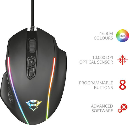 Trust GXT 165 Celox RGB Gaming Mouse 10000 DPI Negru