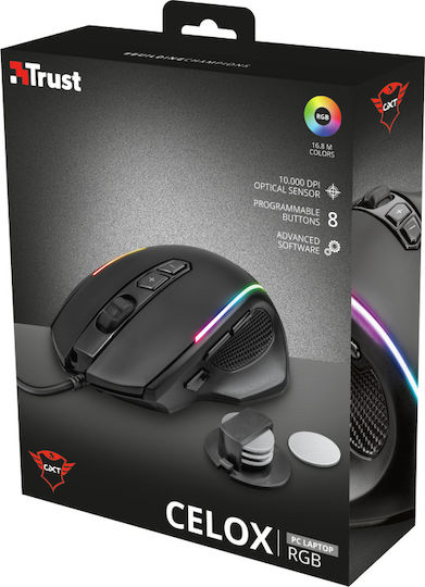 Trust GXT 165 Celox RGB Gaming Mouse 10000 DPI Negru