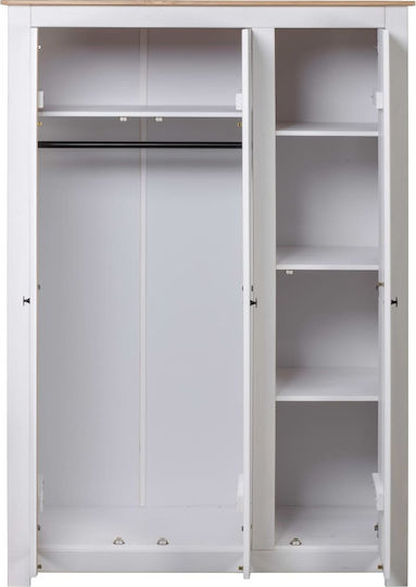 Panama Dreifachtür Kleiderschrank Weiß 118x50x171.5cm