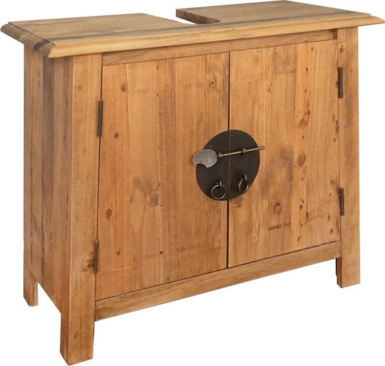 vidaXL Waschtisch ohne Waschbecken mit Spiegel L60xB30xH60cm Natürlich