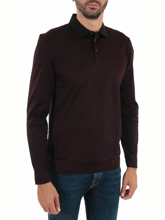 Hugo Boss Bluza Bărbătească cu Mânecă Lungă Polo Burgundy