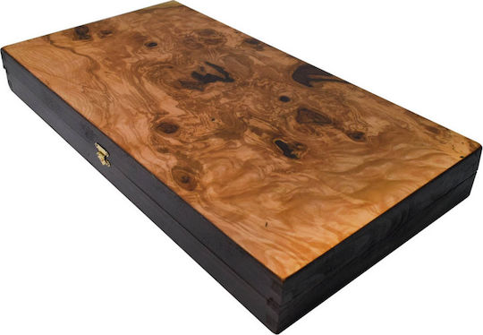 Backgammon & Schach aus Olivenholz mit Schachfiguren 48x48cm