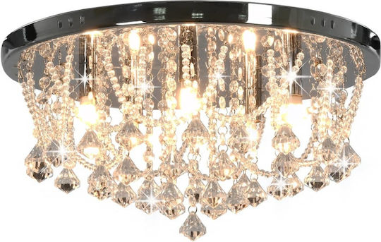 vidaXL Light Round Silver Beads Ceiling Mount Light 45cm Silver with Socket G9 with Crystals