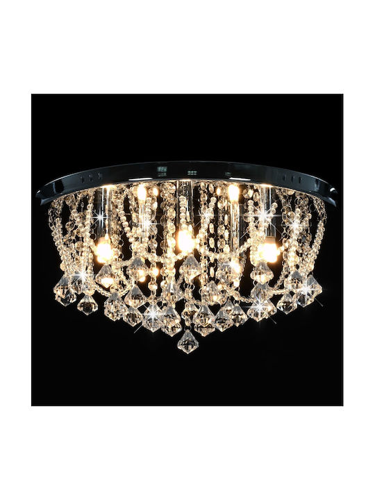vidaXL Light Round Silver Beads Ceiling Mount Light 45cm Silver with Socket G9 with Crystals