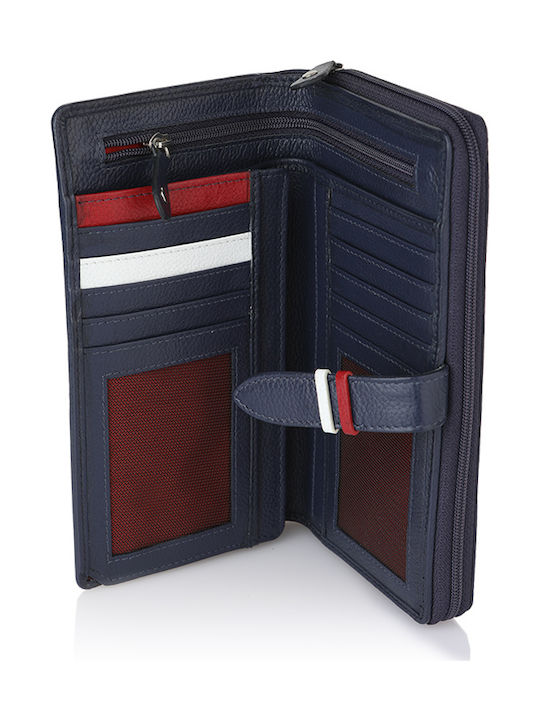Large Leather Women's Wallet Classic Navy Blue