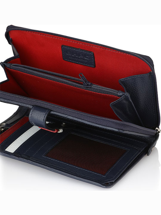 Large Leather Women's Wallet Classic Navy Blue