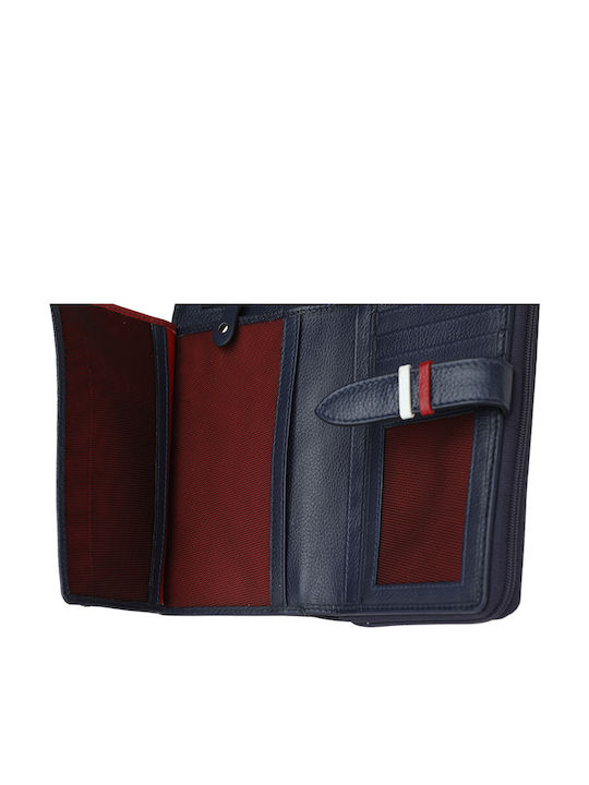 Large Leather Women's Wallet Classic Navy Blue