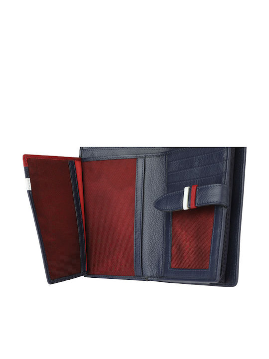 Large Leather Women's Wallet Classic Navy Blue