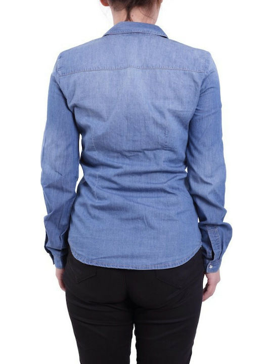 Only Women's Denim Long Sleeve Shirt Blue