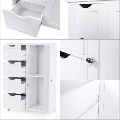 Songmics Dulap de baie cu 4 sertare Cabinet de baie L55xA30xÎ81cm Alb