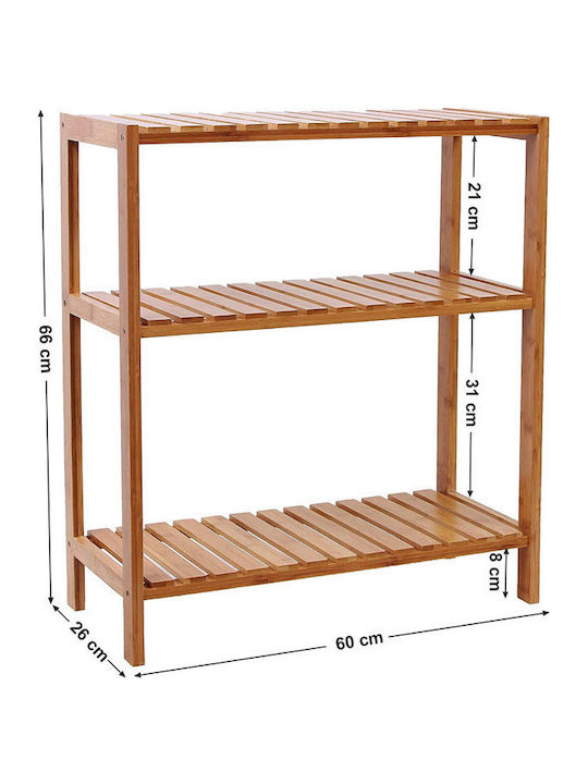 Songmics Επιδαπέδια Ραφιέρα Μπάνιου Bamboo με 3 Ράφια 60x26x66cm
