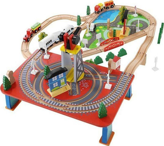 Kruzzel Railway Set with Train made of Wood for 3+ years+ Years
