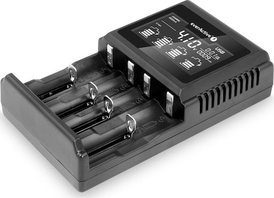 EverActive UC-4000 Ladegerät 4 Batterien Li-Ion/Ni-MH Größe AA/AAA/D/18650/16340/26650/14500