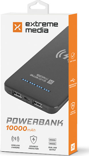 Natec Extreme Media Power Bank 10000mAh με 2 Θύρες USB-A Μαύρο