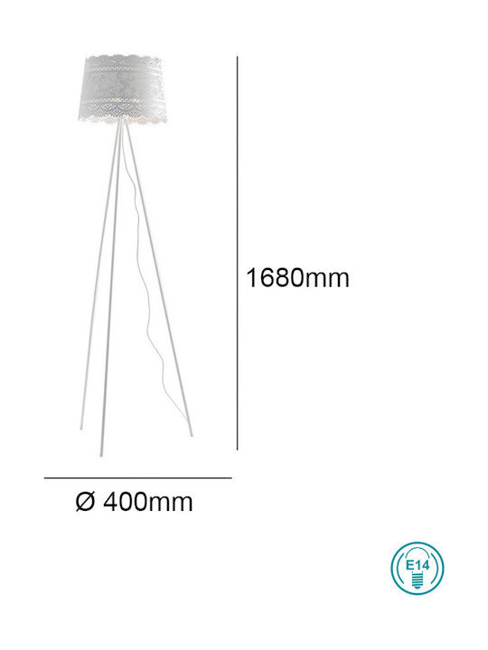 Fan Europe Cluny Vintage Floor Lamp H168xW40cm. with Socket for Bulb E14 White
