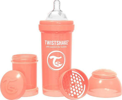 Twistshake Set aus Plastikflaschen Pastel Gegen Koliken mit Silikonsauger für 0+, 0+ m, Monate Peach 260ml 2Stück