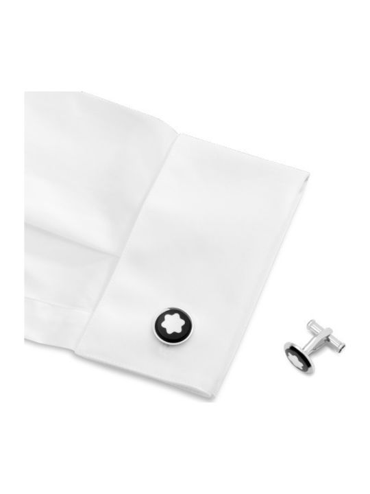 MontBlanc Star Cufflinks from Steel in Black Color