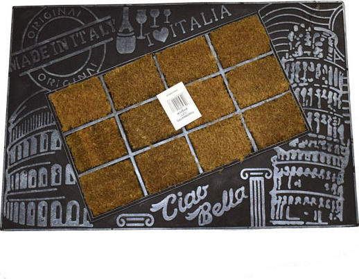 Sidirela Covor de Intrare din Cocos cu Suport Antiderapant City Italy Argint 40x60buc