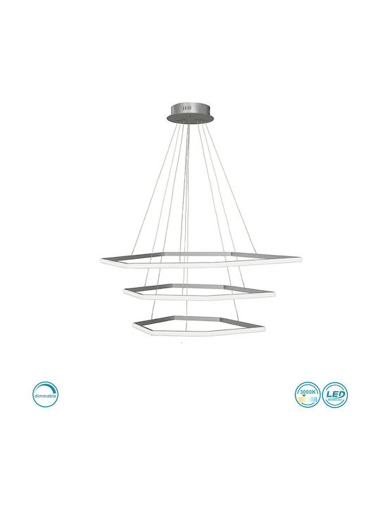 Ondaluce So.Stardust/3 Pendant Lamp with Built-in LED Silver