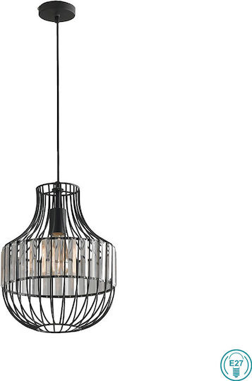 Fan Europe Opium Κρεμαστό Φωτιστικό Μαύρο με Ντουί E27 30x120εκ.
