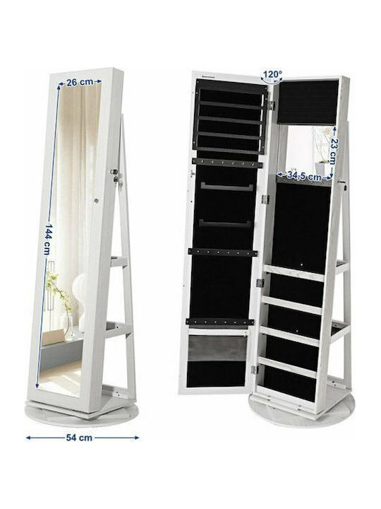 Songmics Oglindă cu Cadru din Lemn Alb 161x38cm