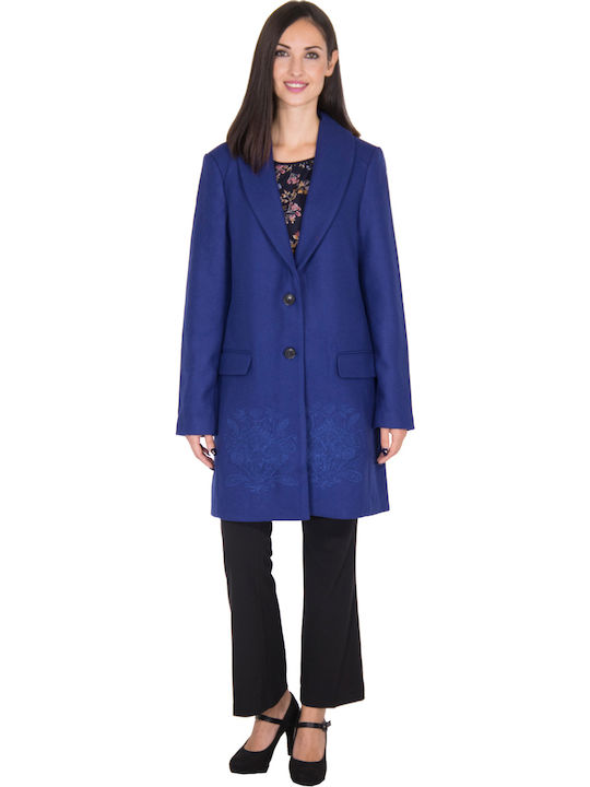 Ramal Women's Purple Coat with Buttons