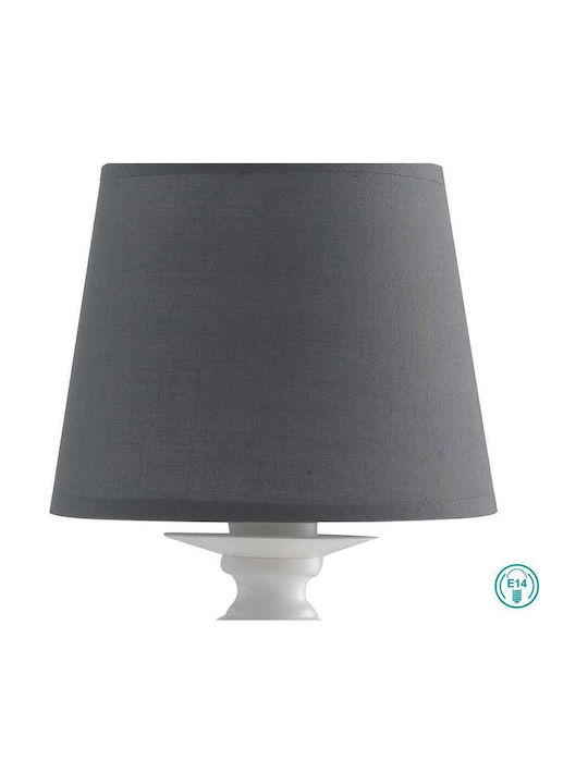 Fan Europe Favola Metal Table Lamp for Socket E14 with Gray Shade and White Base