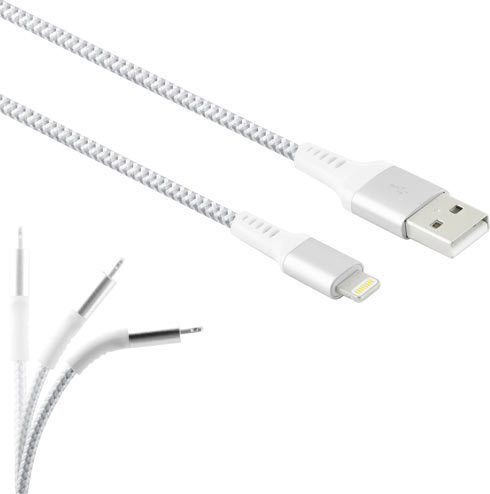 Lamtech Braided USB-A to Lightning Cable White 2m (LAM450282)