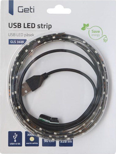 Rezistent la apă Bandă LED USB 5V Alb Cald Lumină 0.9m Tip SMD3528 cu Sursă de alimentare